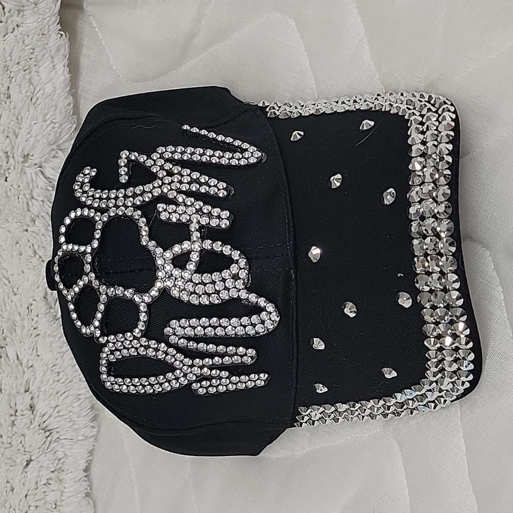 Black canvas blinged "Dog Mom" adjustable baseball cap!!